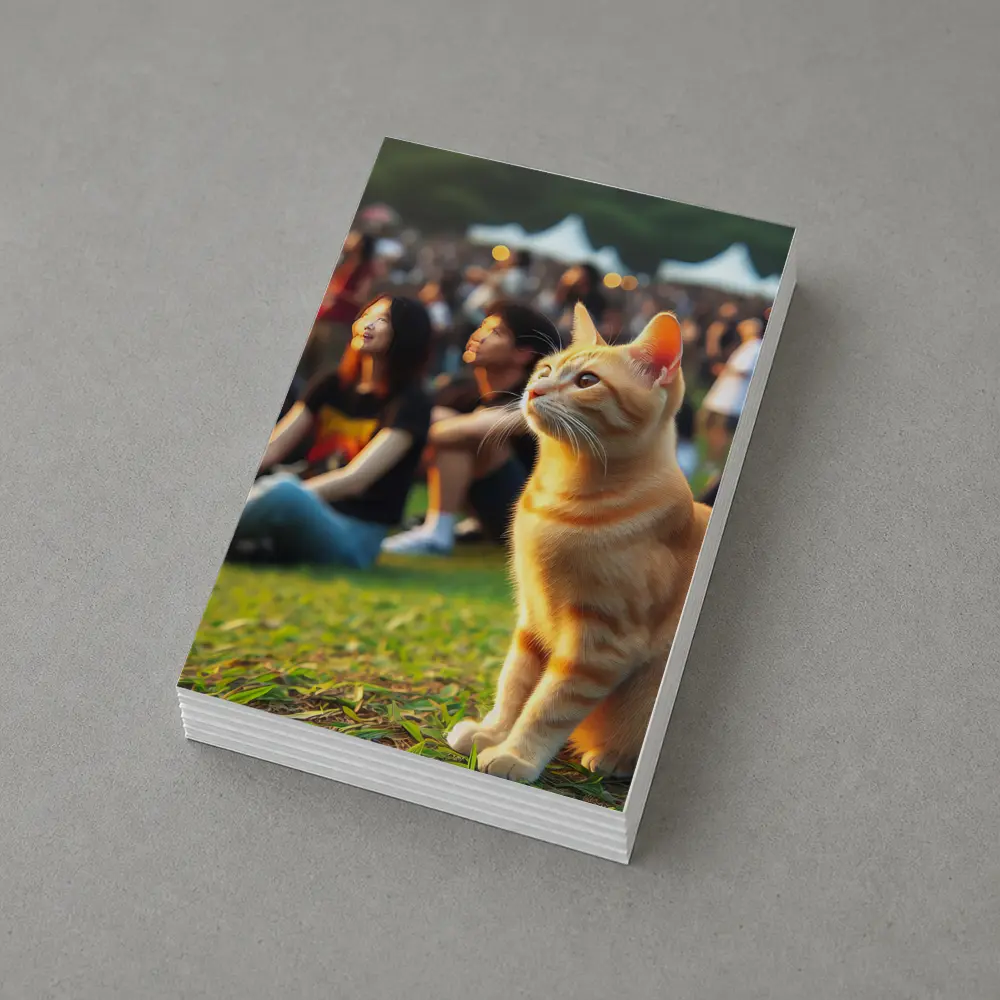 Orange Tabby Cat At Outdoor Music Festival – Postcards