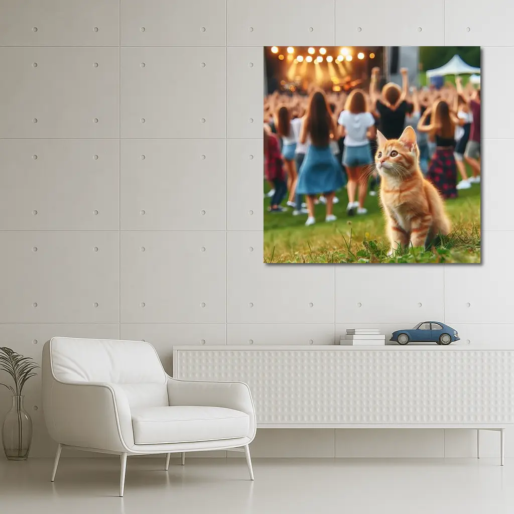 Orange Tabby Kitten at Outdoor Music Festival – Wall Art