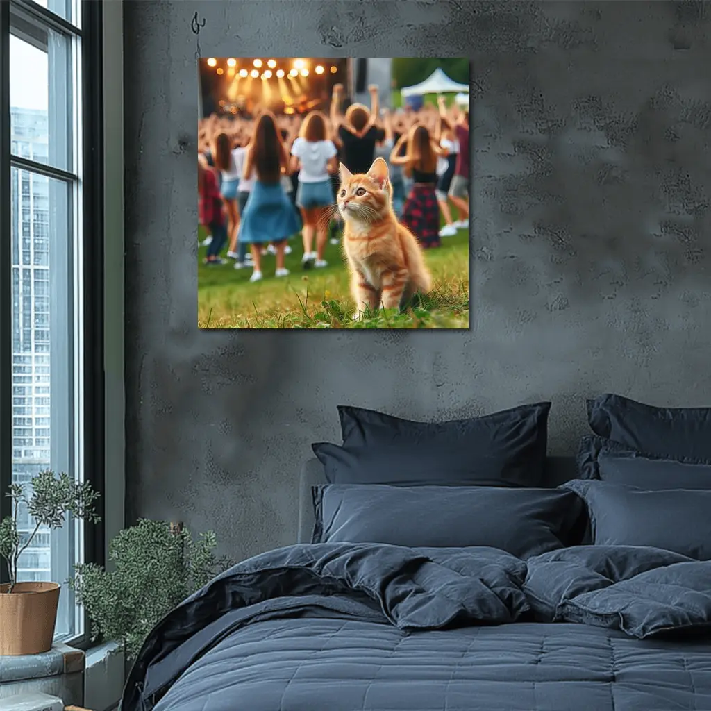 Orange Tabby Kitten at Outdoor Music Festival – Wall Art