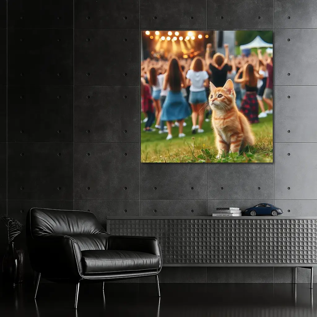 Orange Tabby Kitten at Outdoor Music Festival – Wall Art