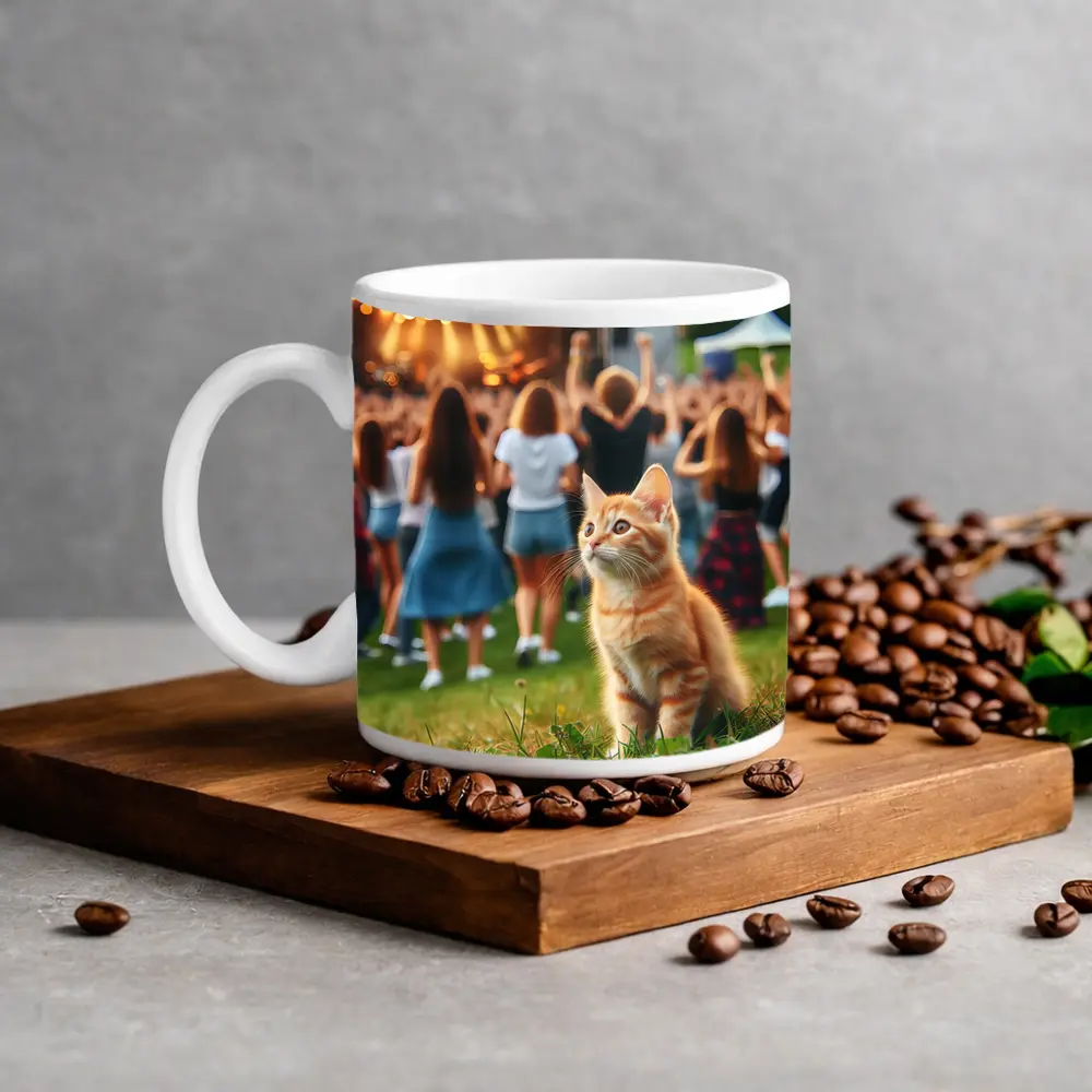 Orange Tabby Kitten at Outdoor Music Festival – Mugs