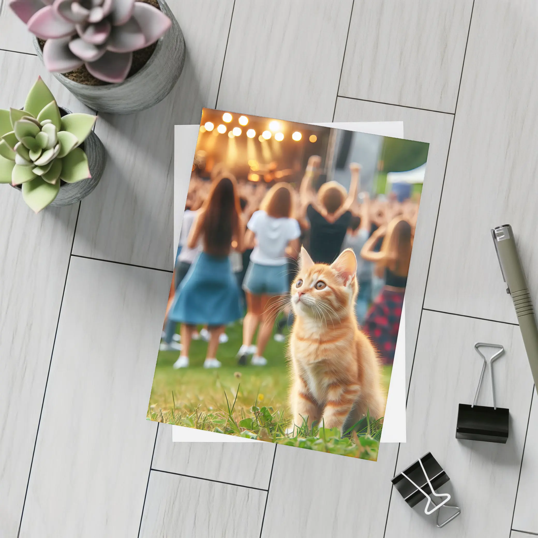 Orange Tabby Kitten at Outdoor Music Festival – Postcards