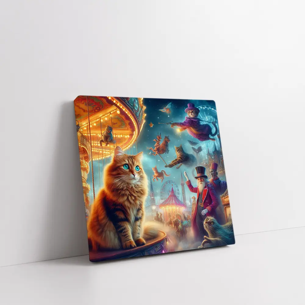 Orange Cat Fantasy Circus Carnival Night – Wall Art