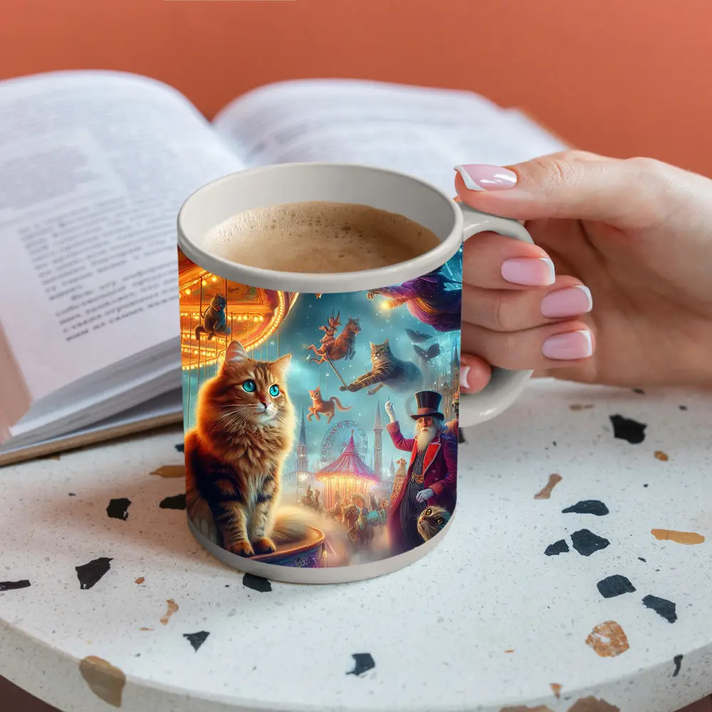 Orange Cat Fantasy Circus Carnival Night – Mugs