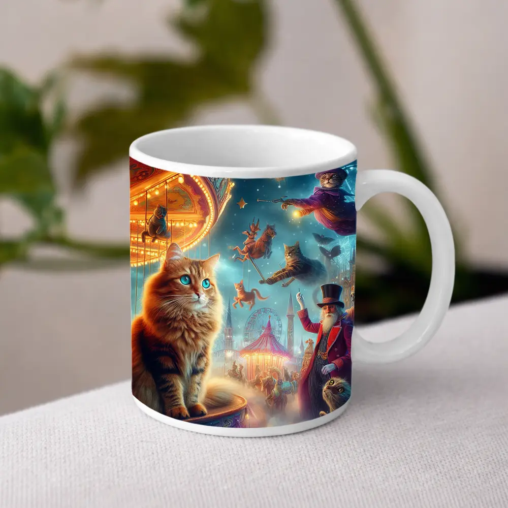 Orange Cat Fantasy Circus Carnival Night – Mugs