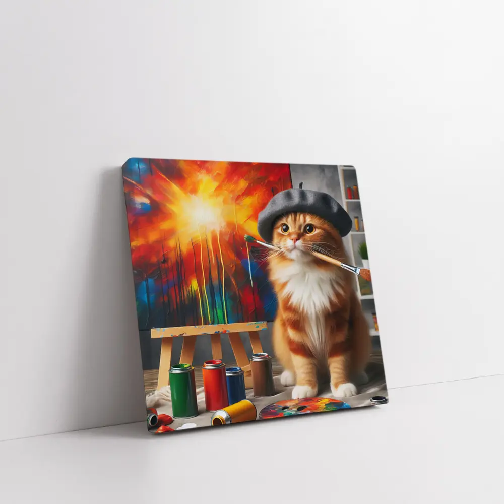 Scottish Fold Cat Artist Beret Painting Studio – Wall Art