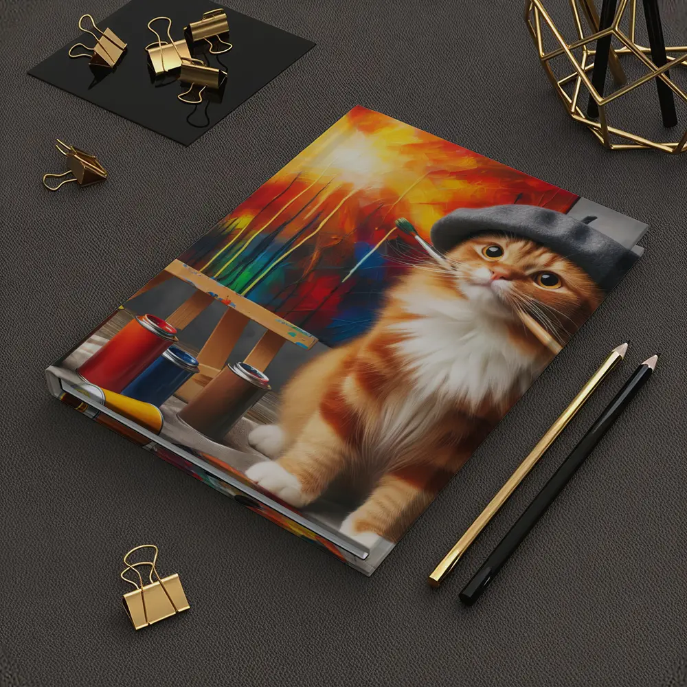 Scottish Fold Cat Artist Beret Painting Studio – Notebooks