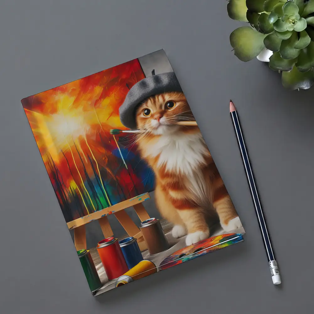 Scottish Fold Cat Artist Beret Painting Studio – Notebooks