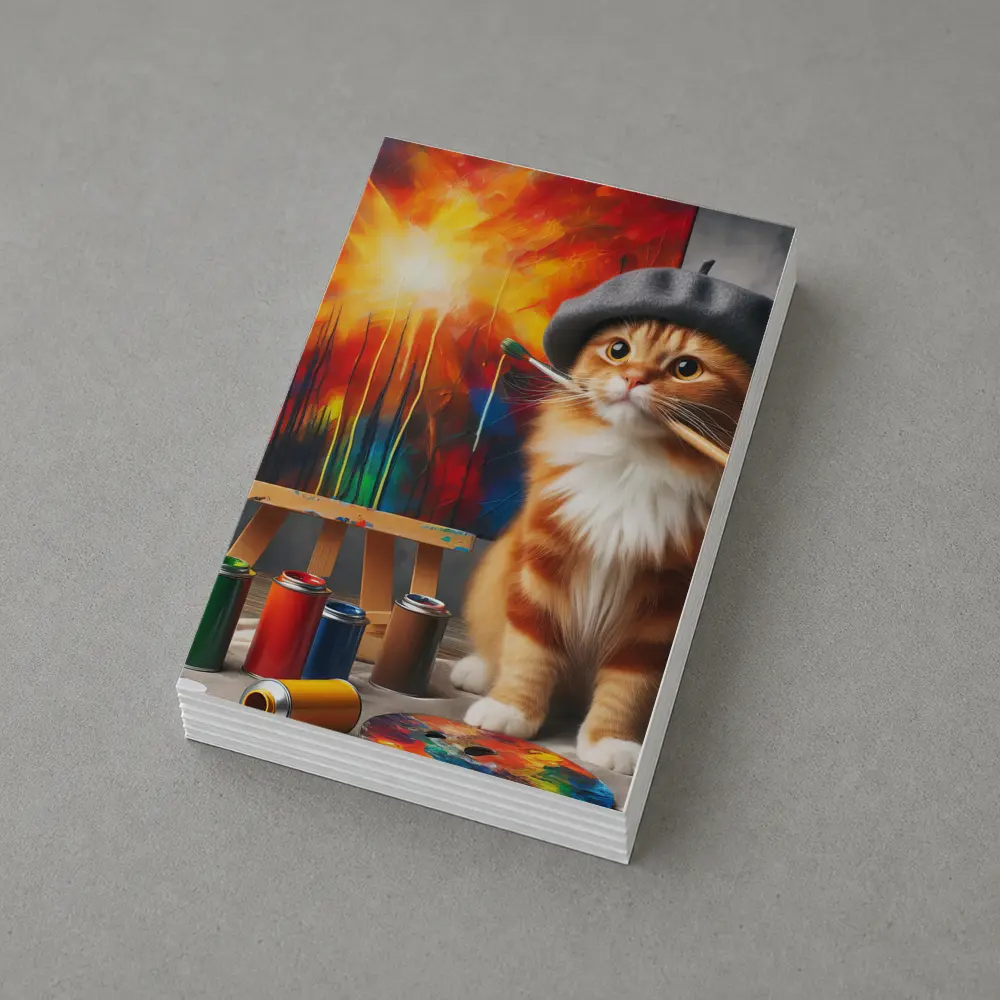 Scottish Fold Cat Artist Beret Painting Studio – Postcards