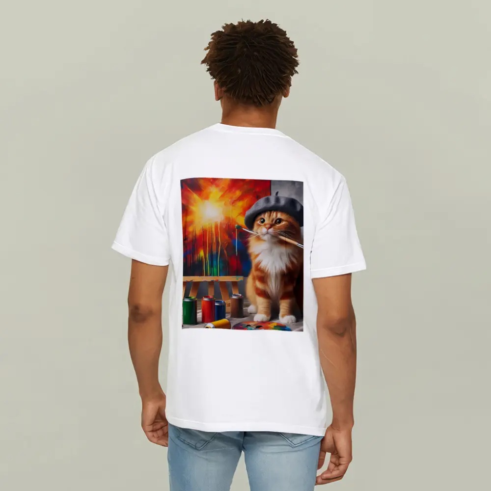 Scottish Fold Cat Artist Beret Painting Studio – T-Shirts