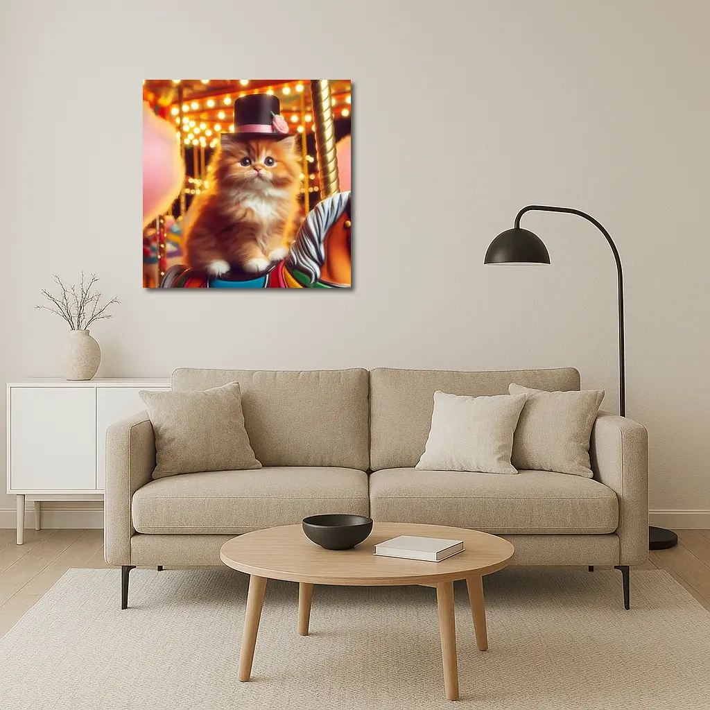 Fluffy Orange Kitten Top Hat Carousel – Wall Art