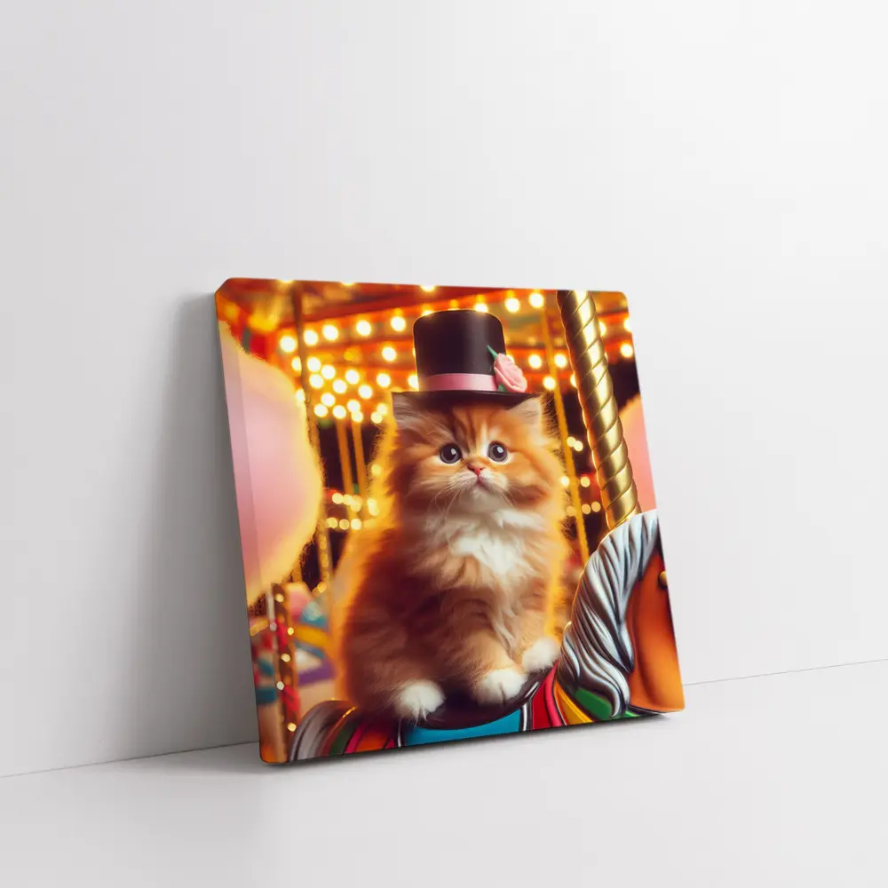 Fluffy Orange Kitten Top Hat Carousel – Wall Art