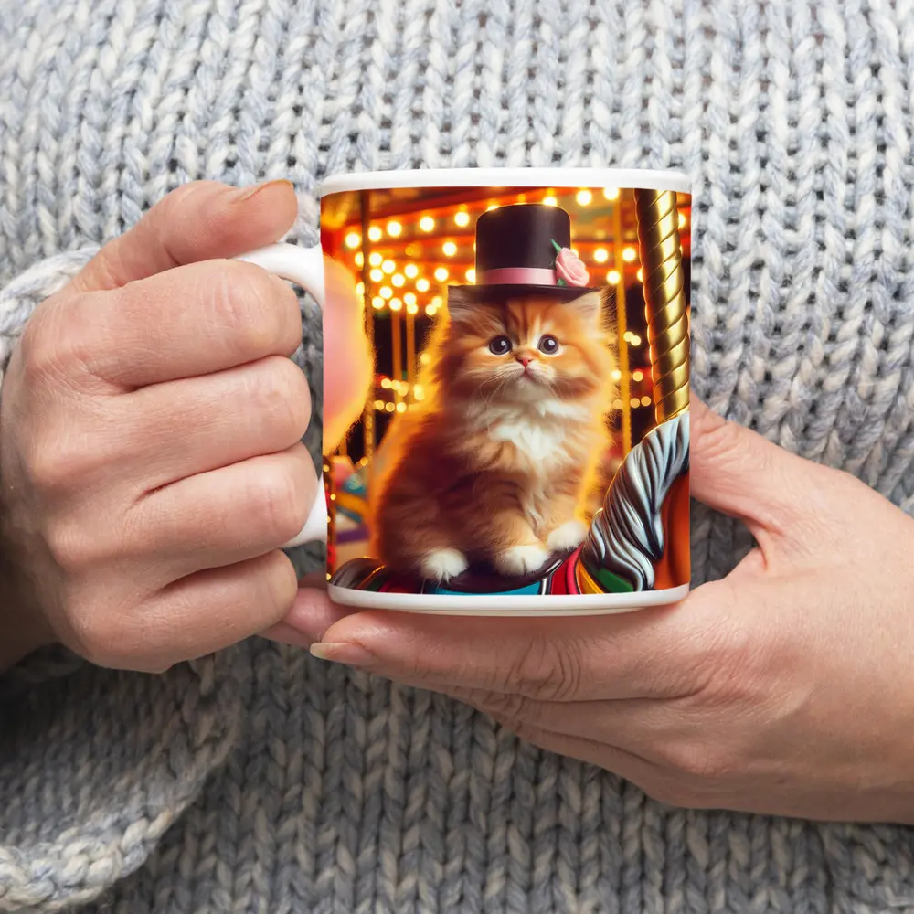 Fluffy Orange Kitten Top Hat Carousel – Mugs