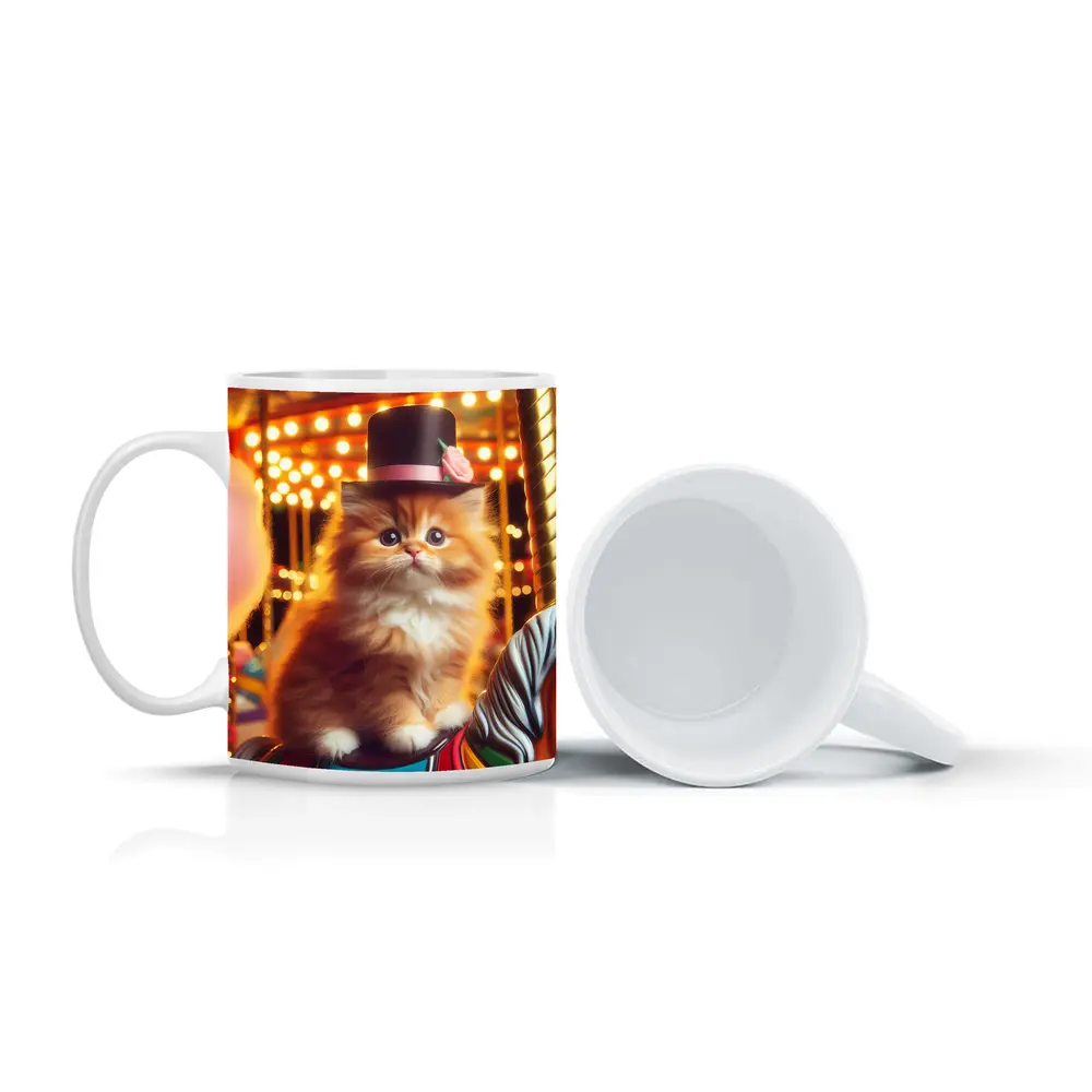 Fluffy Orange Kitten Top Hat Carousel – Mugs