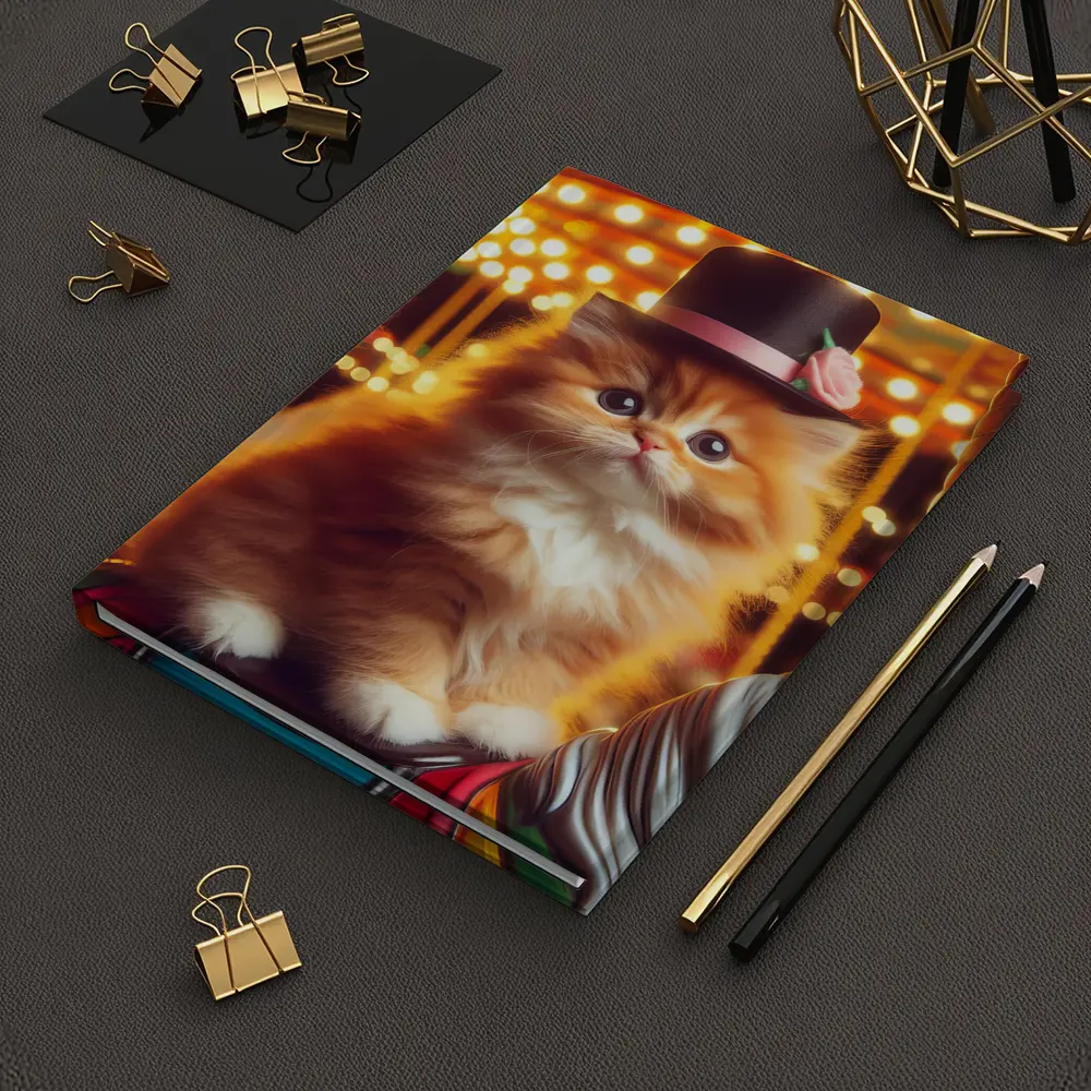 Fluffy Orange Kitten Top Hat Carousel – Notebooks