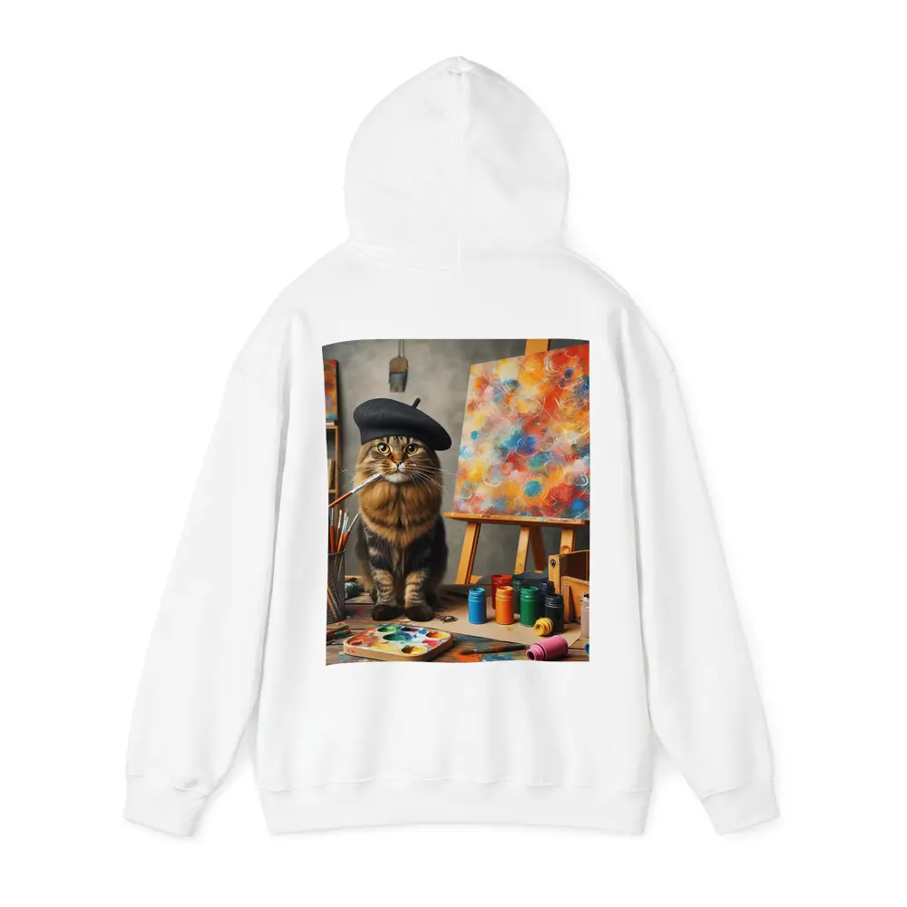 Artist Cat Beret Painting Studio Art – Hoodies