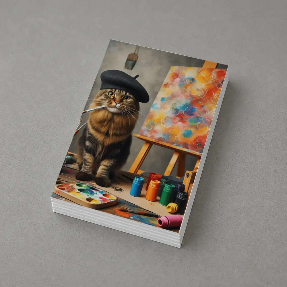Artist Cat Beret Painting Studio Art – Postcards