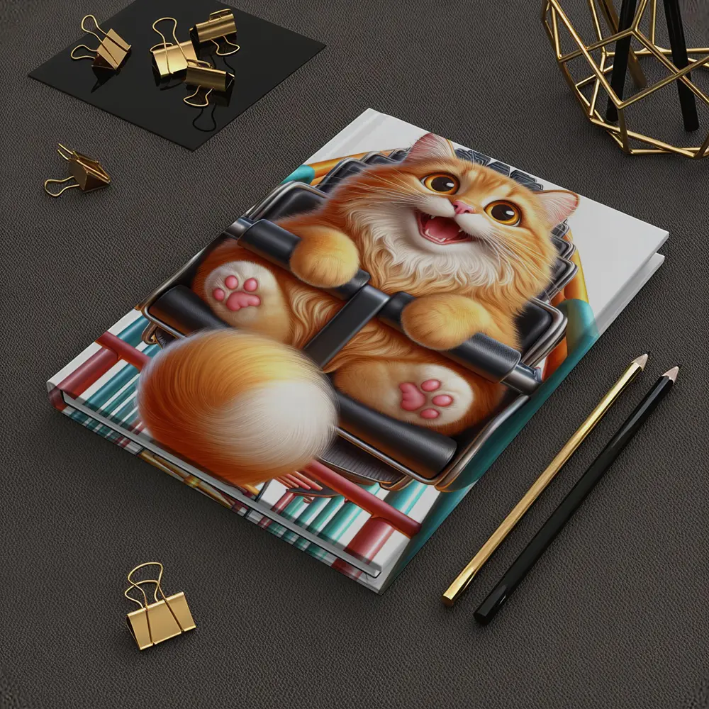 Happy Orange Cat Riding Roller Coaster – Notebooks