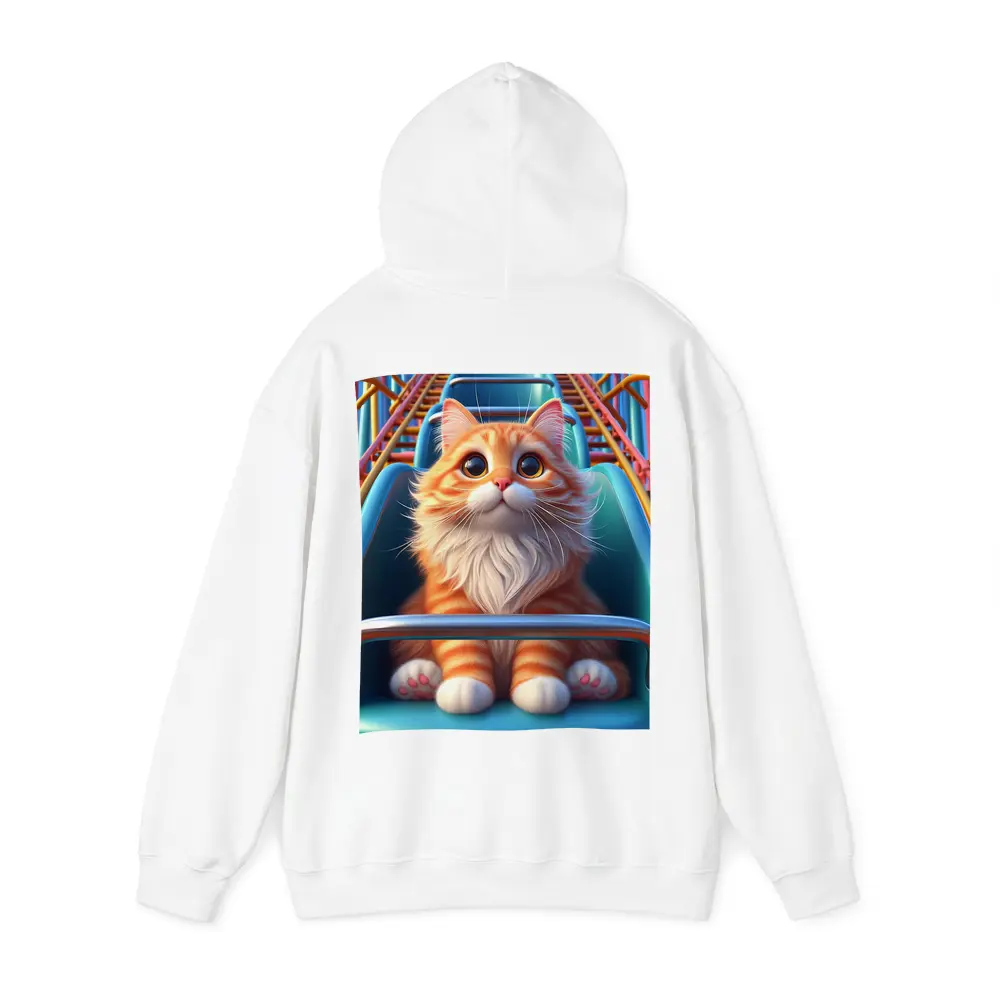 Orange Cat Riding Roller Coaster Cartoon Art – Hoodies