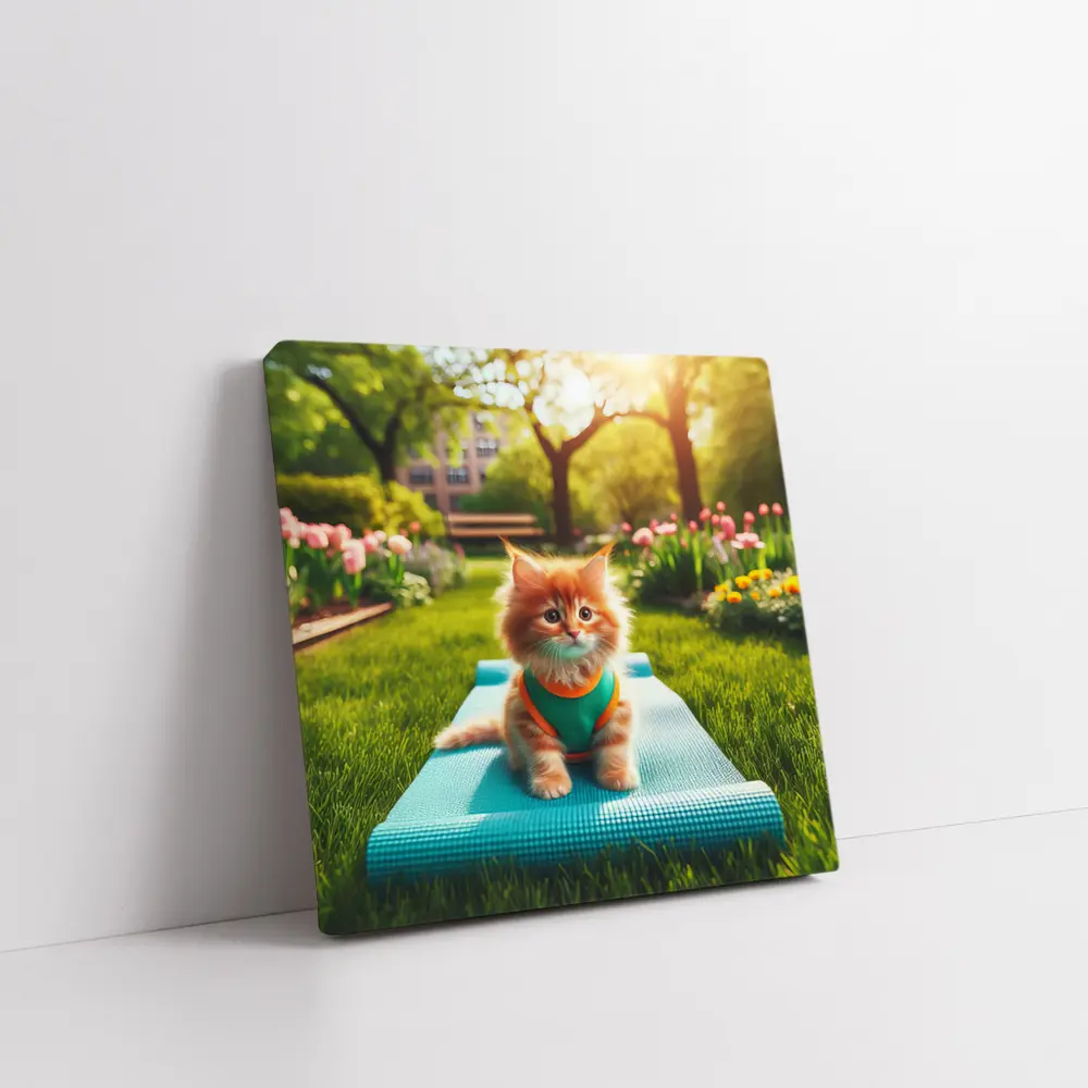 Orange Kitten on Yoga Mat Park – Wall Art