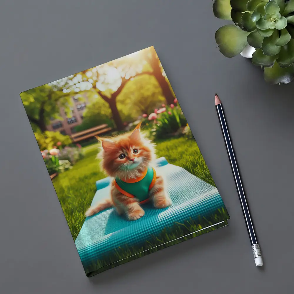 Orange Kitten on Yoga Mat Park – Notebooks