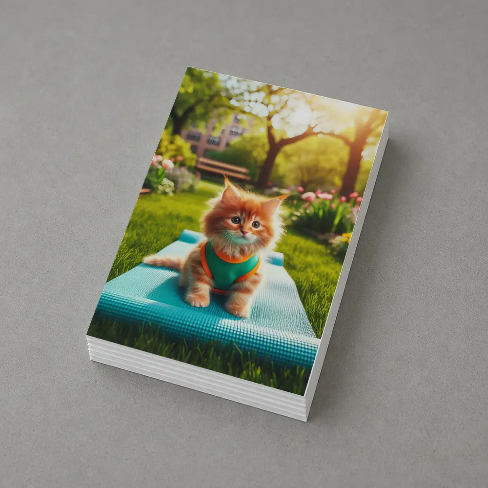 Orange Kitten on Yoga Mat Park – Postcards