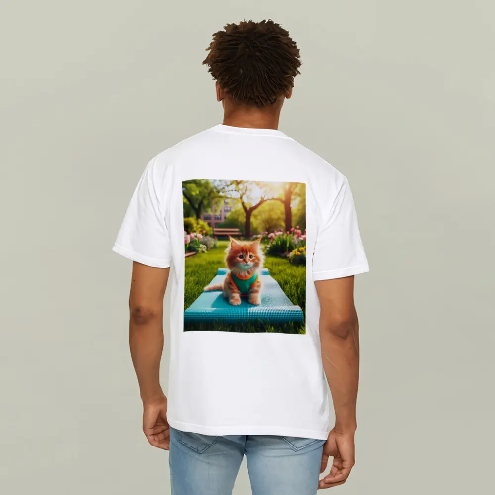 Orange Kitten on Yoga Mat Park – T-Shirts