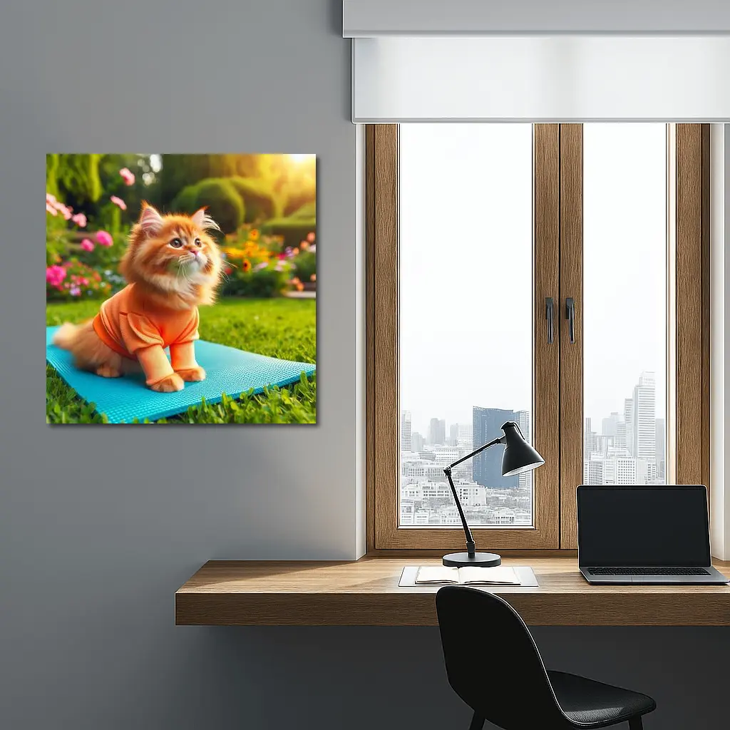Fluffy Orange Cat Yoga Mat Garden – Wall Art