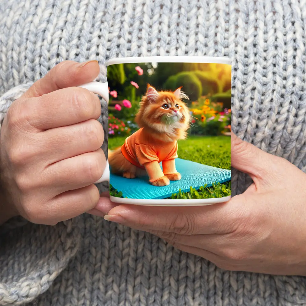 Fluffy Orange Cat Yoga Mat Garden – Mugs