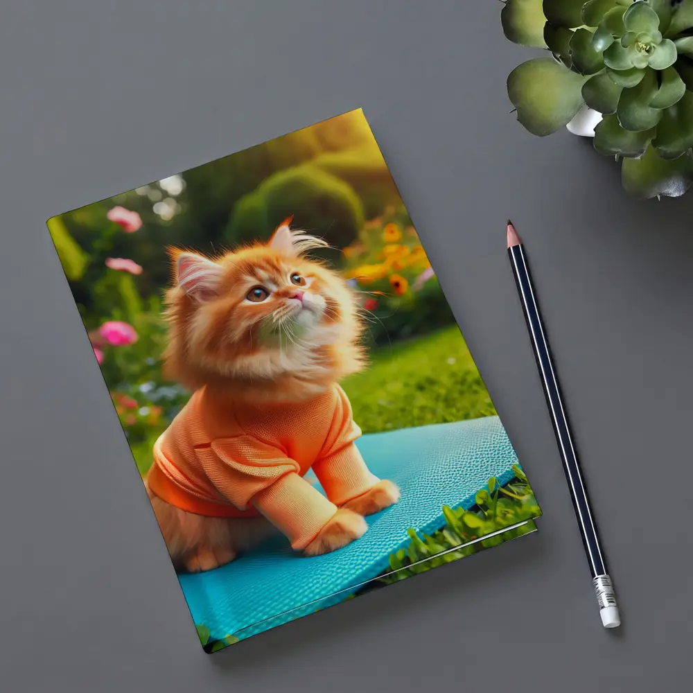 Fluffy Orange Cat Yoga Mat Garden – Notebooks