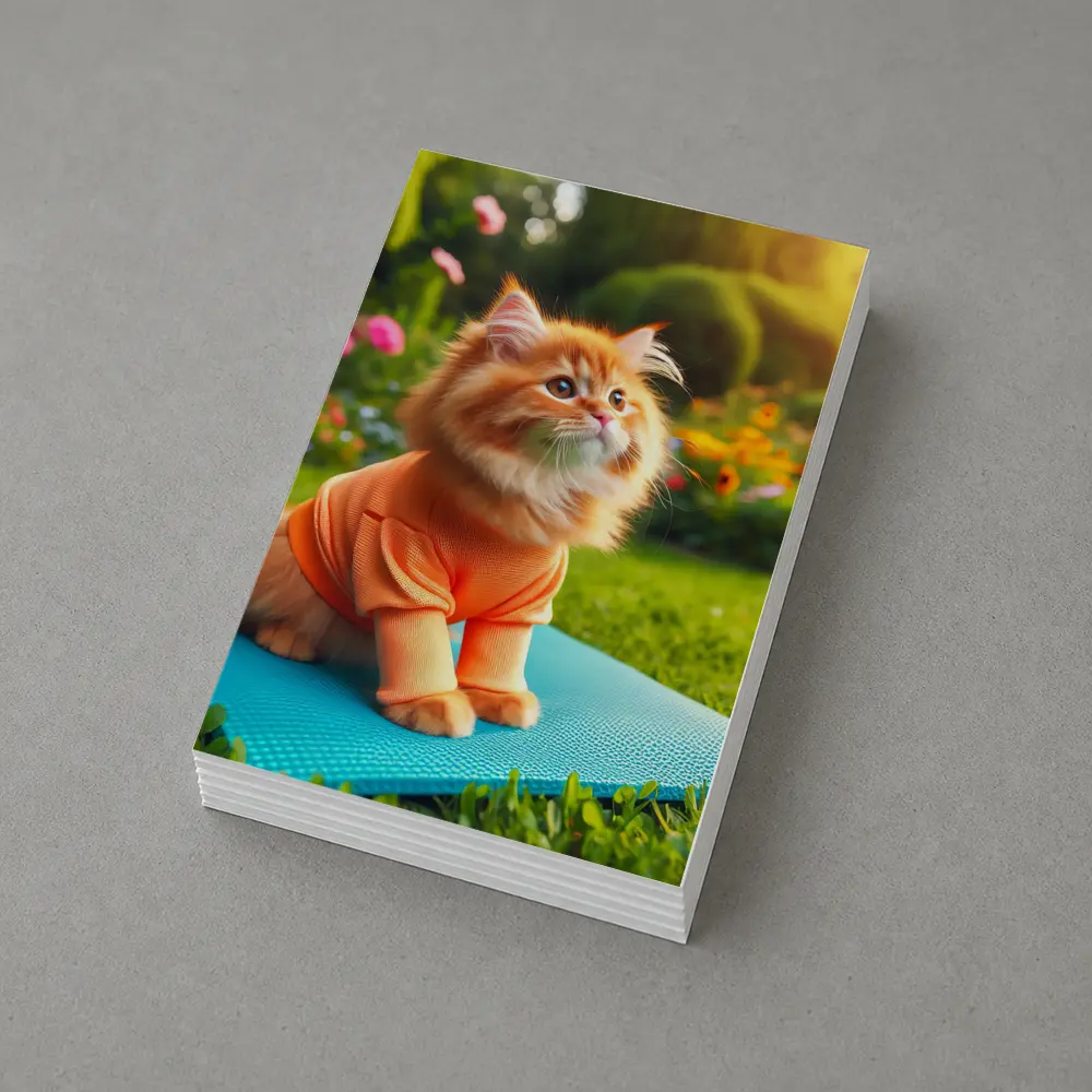 Fluffy Orange Cat Yoga Mat Garden – Postcards