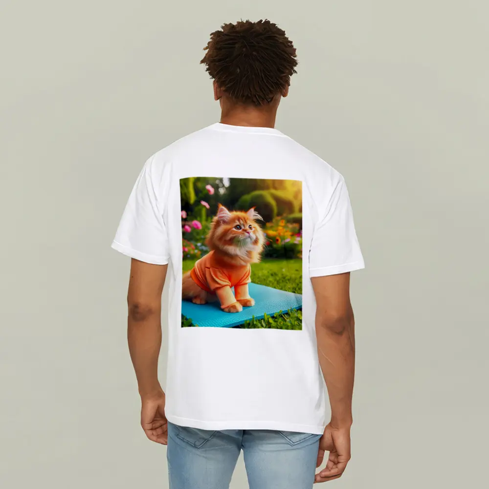 Fluffy Orange Cat Yoga Mat Garden – T-Shirts