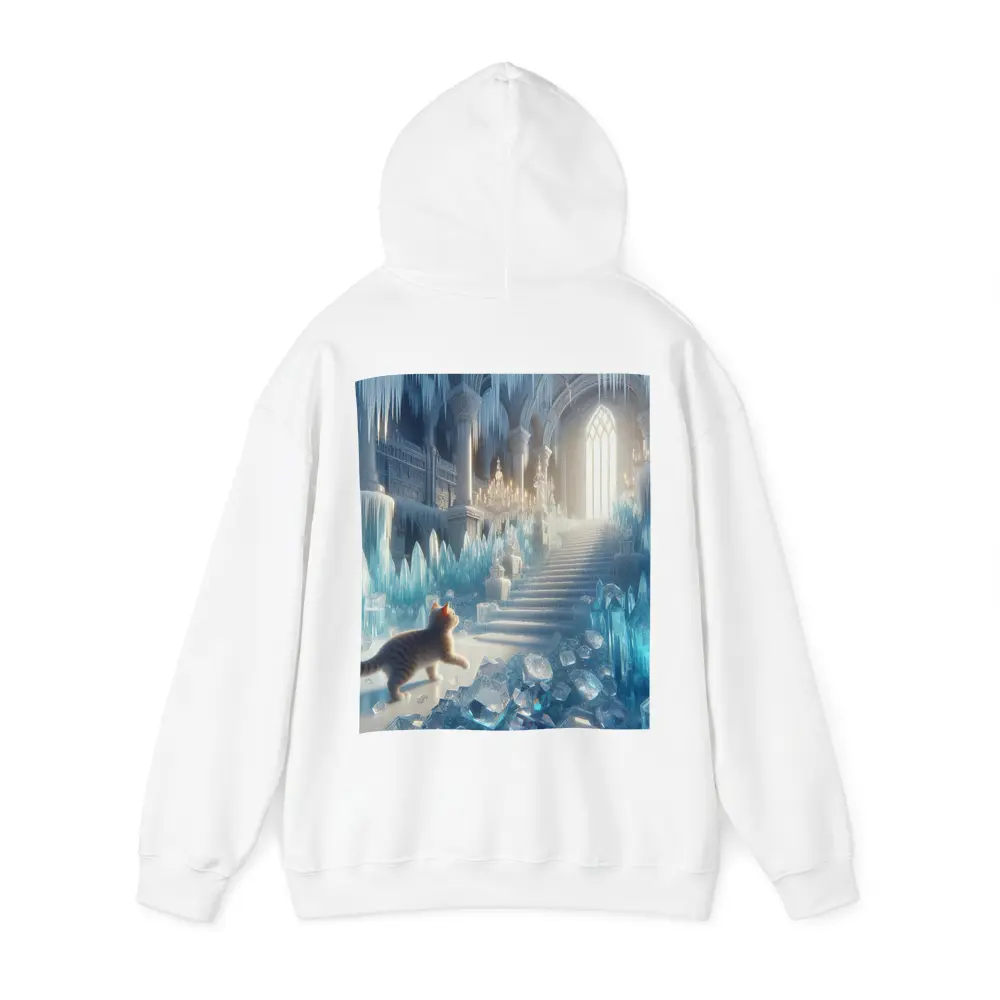 Cat Exploring Frozen Crystal Ice Palace – Hoodies