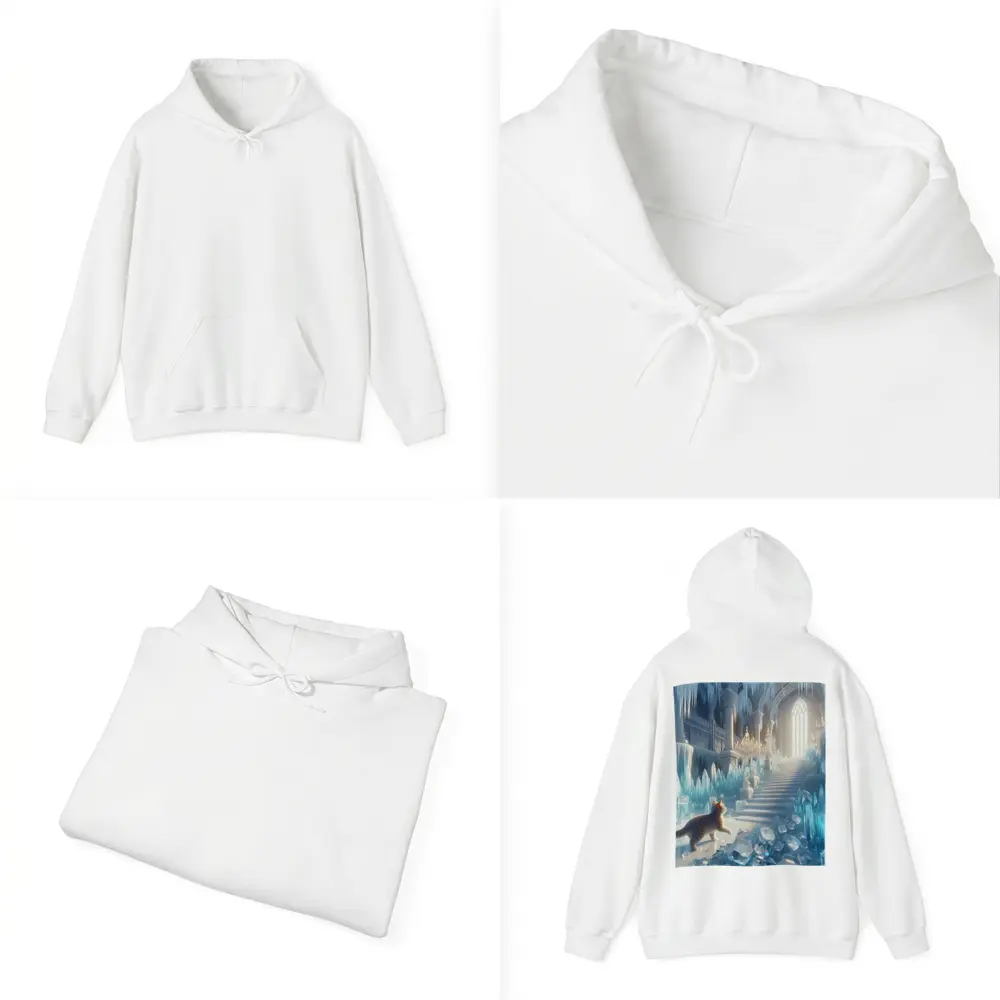 Cat Exploring Frozen Crystal Ice Palace – Hoodies