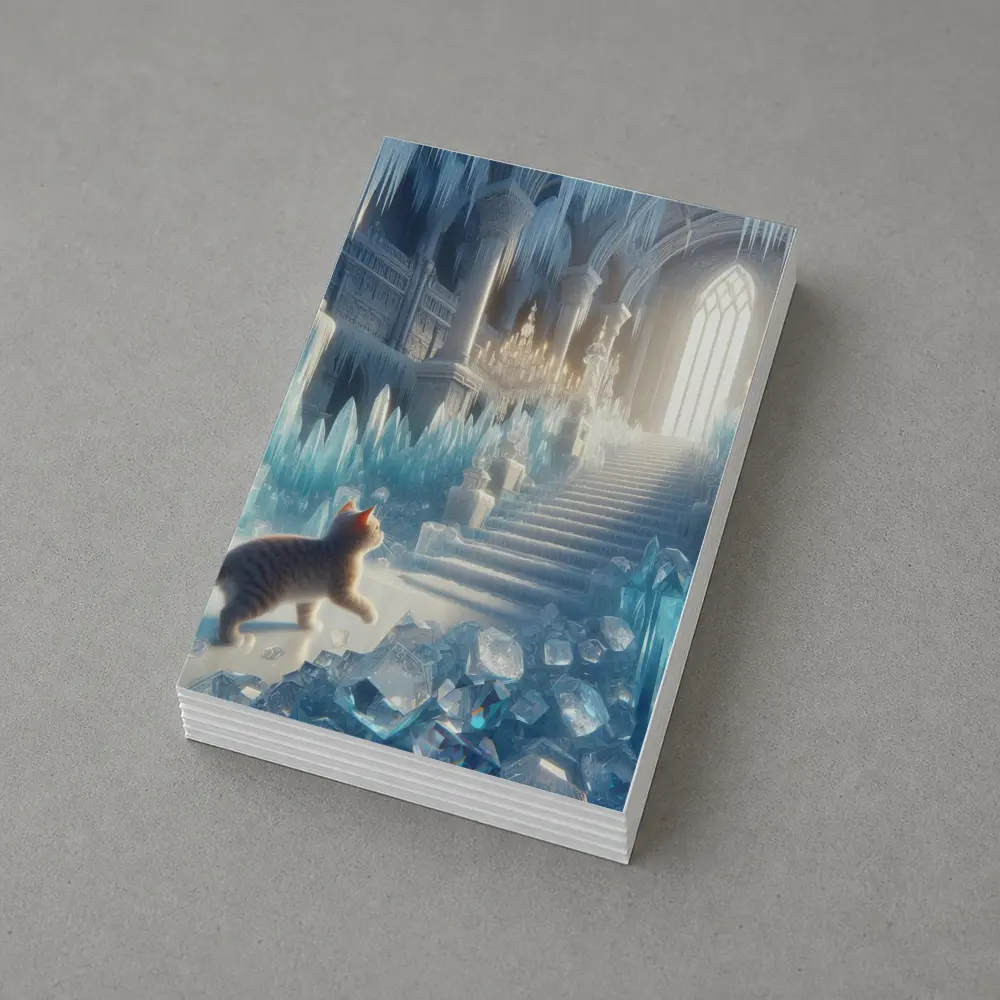 Cat Exploring Frozen Crystal Ice Palace – Postcards