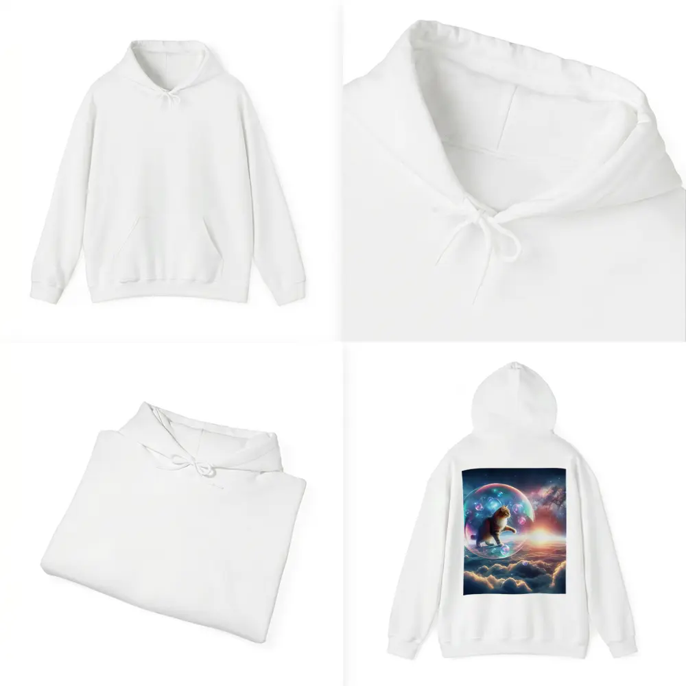 Cat Inside Bubble Floating Above Clouds – Hoodies