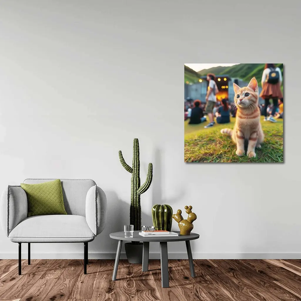 Orange Tabby Kitten at Outdoor Music Festival – Wall Art