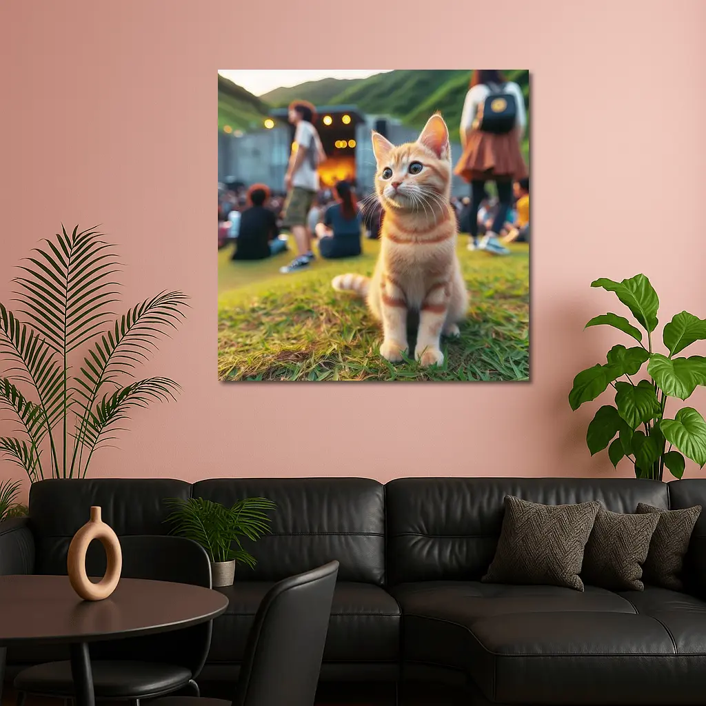 Orange Tabby Kitten at Outdoor Music Festival – Wall Art