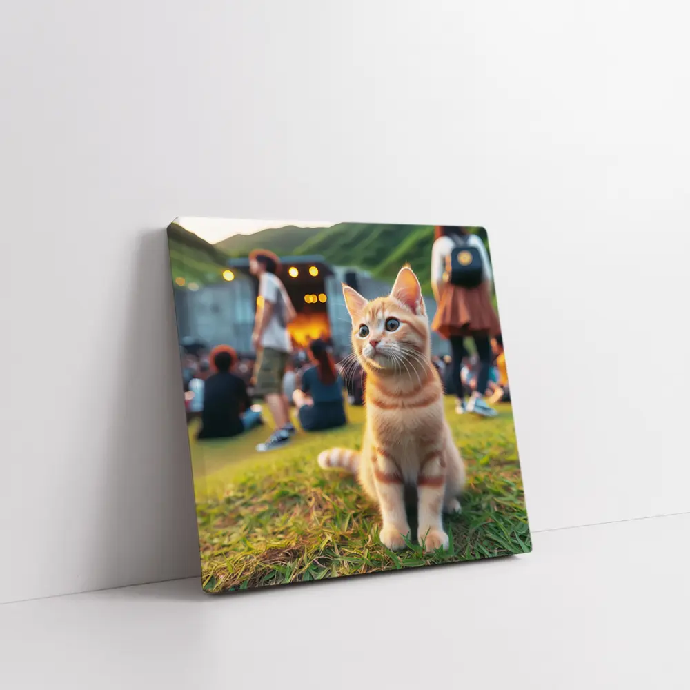 Orange Tabby Kitten at Outdoor Music Festival – Wall Art