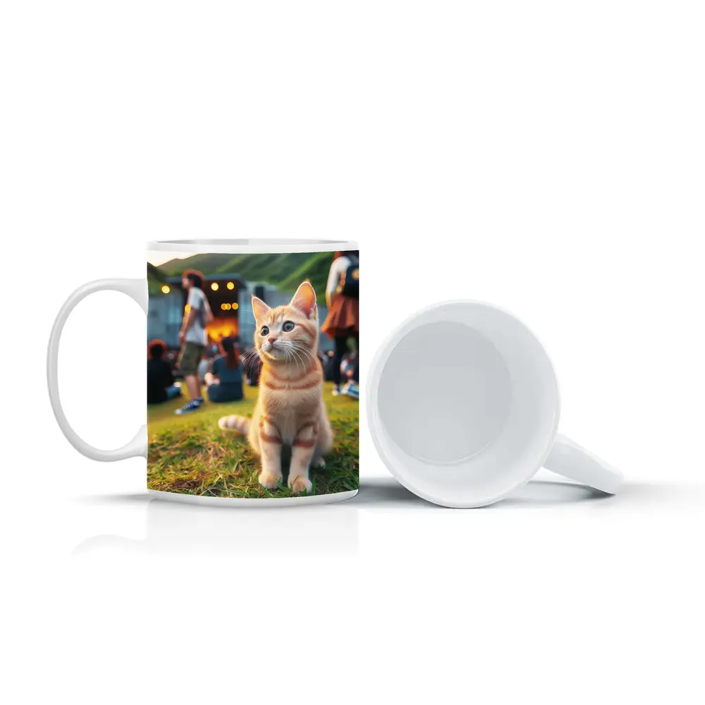 Orange Tabby Kitten at Outdoor Music Festival – Mugs
