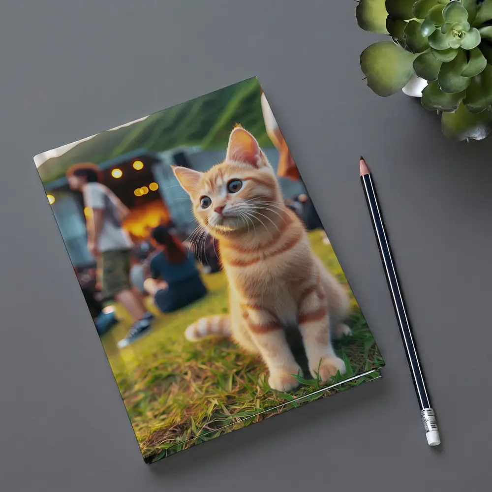 Orange Tabby Kitten at Outdoor Music Festival – Notebooks