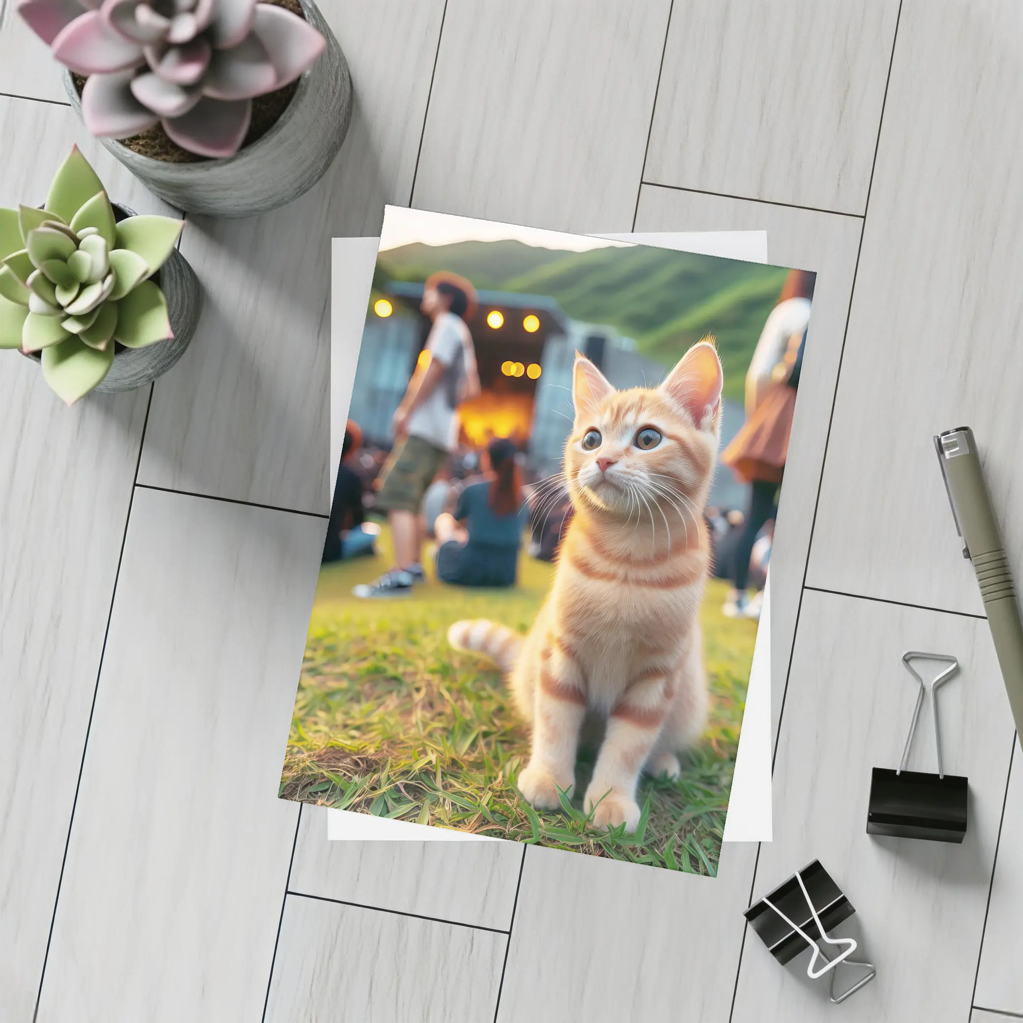 Orange Tabby Kitten at Outdoor Music Festival – Postcards