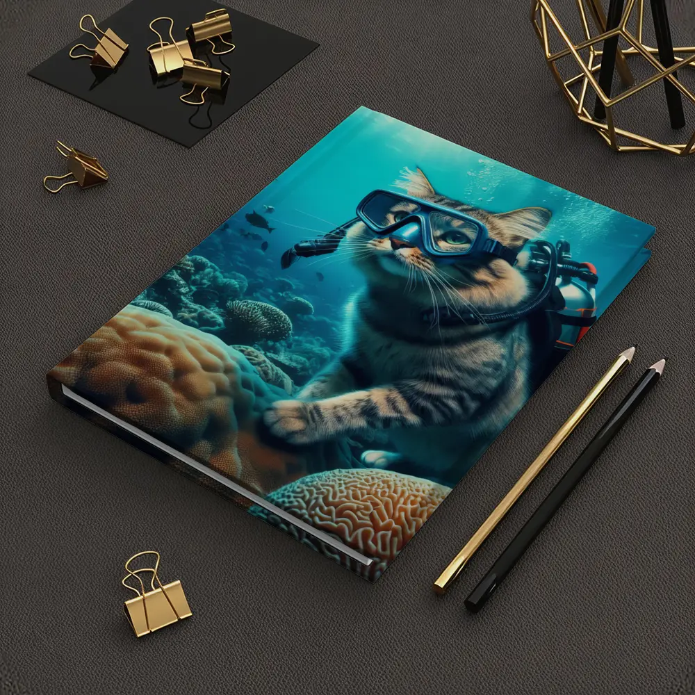 Tabby Cat Scuba Diving Coral Reef Underwater – Notebooks