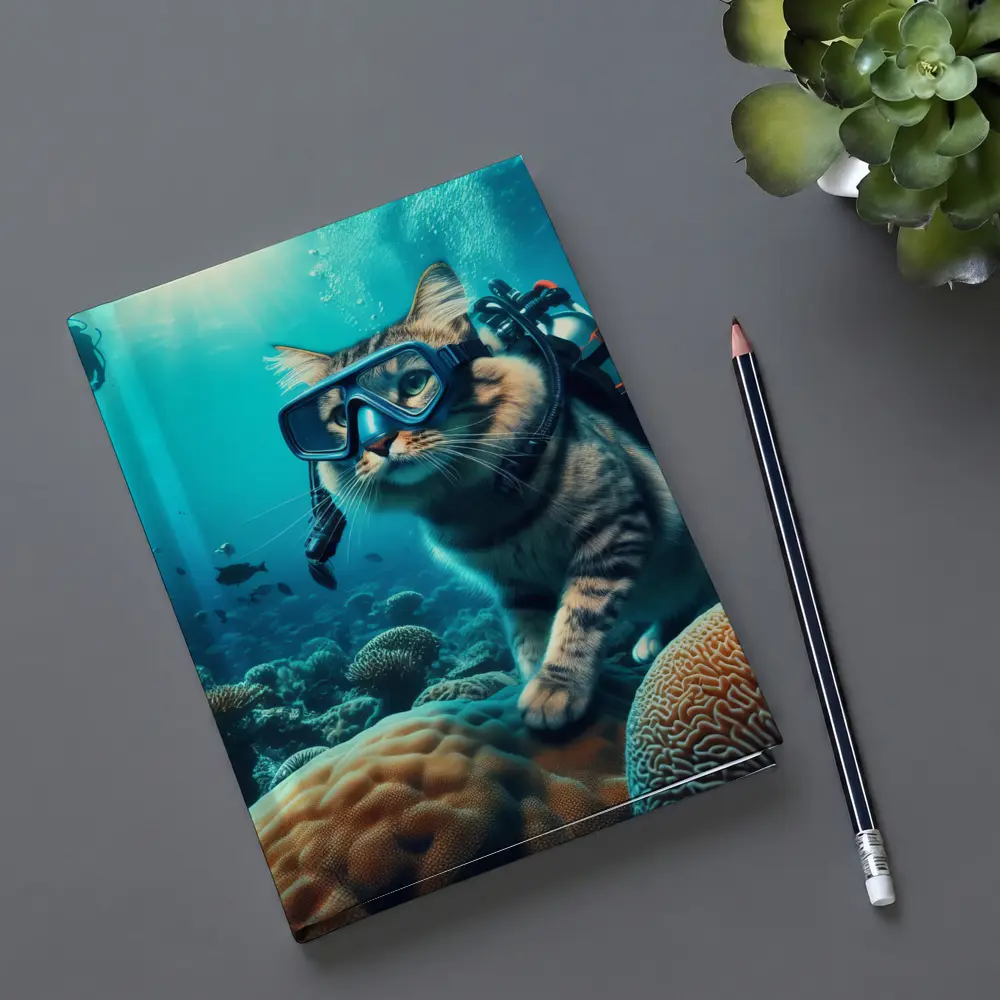 Tabby Cat Scuba Diving Coral Reef Underwater – Notebooks