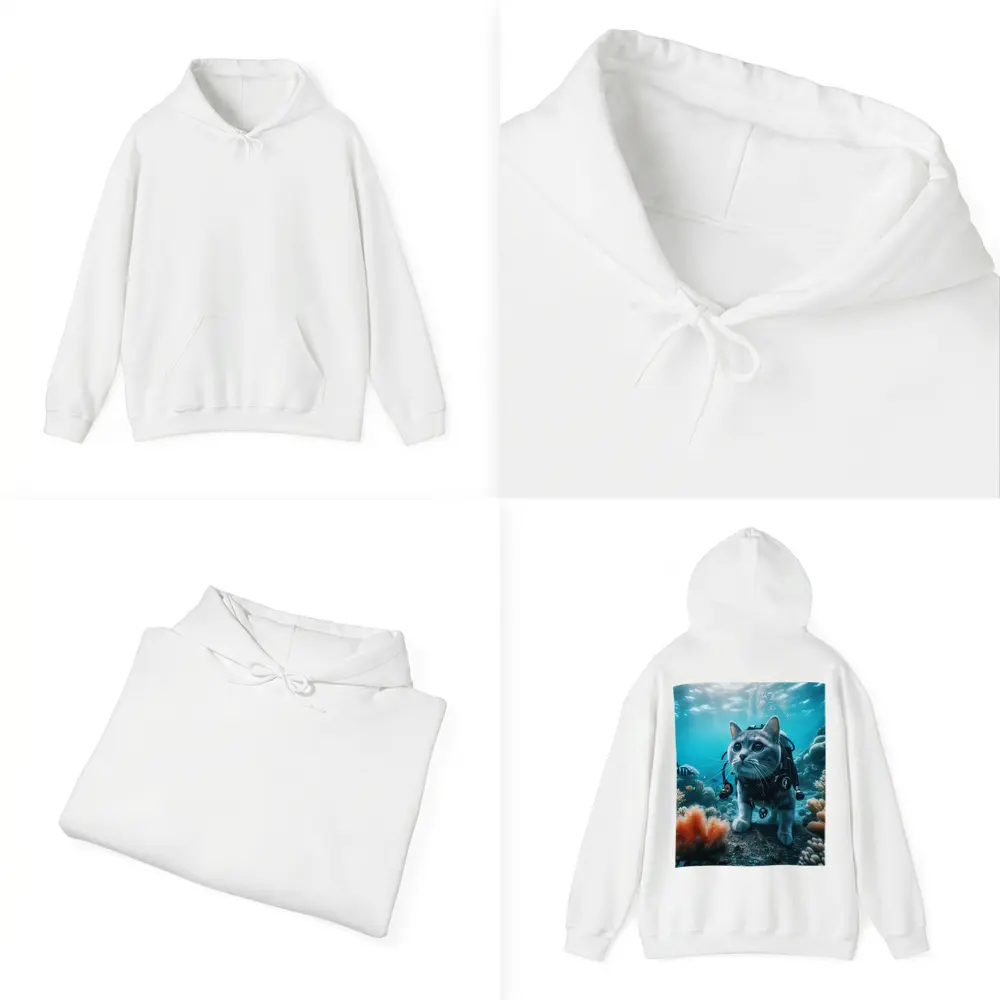 Gray Cat Scuba Diving Underwater Coral Reef – Hoodies