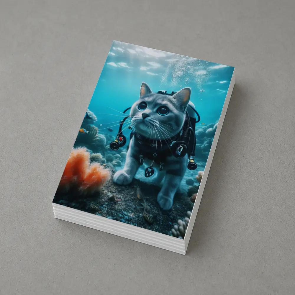 Gray Cat Scuba Diving Underwater Coral Reef – Postcards