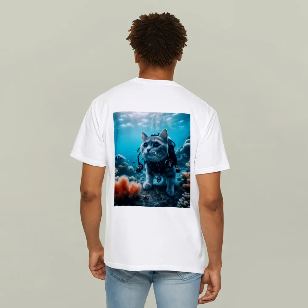Gray Cat Scuba Diving Underwater Coral Reef – T-Shirts