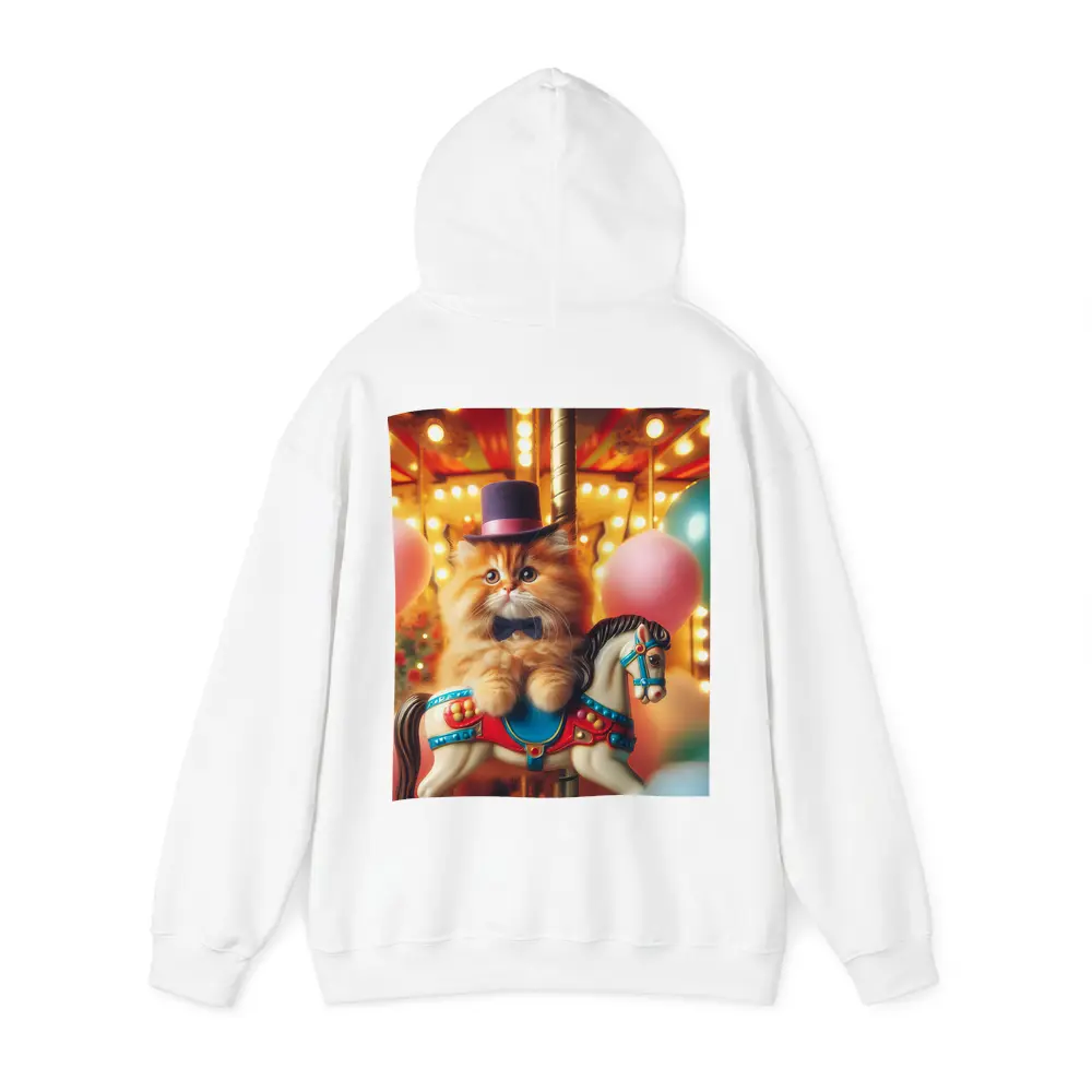 Fluffy Orange Cat Carousel Carnival Scene – Hoodies