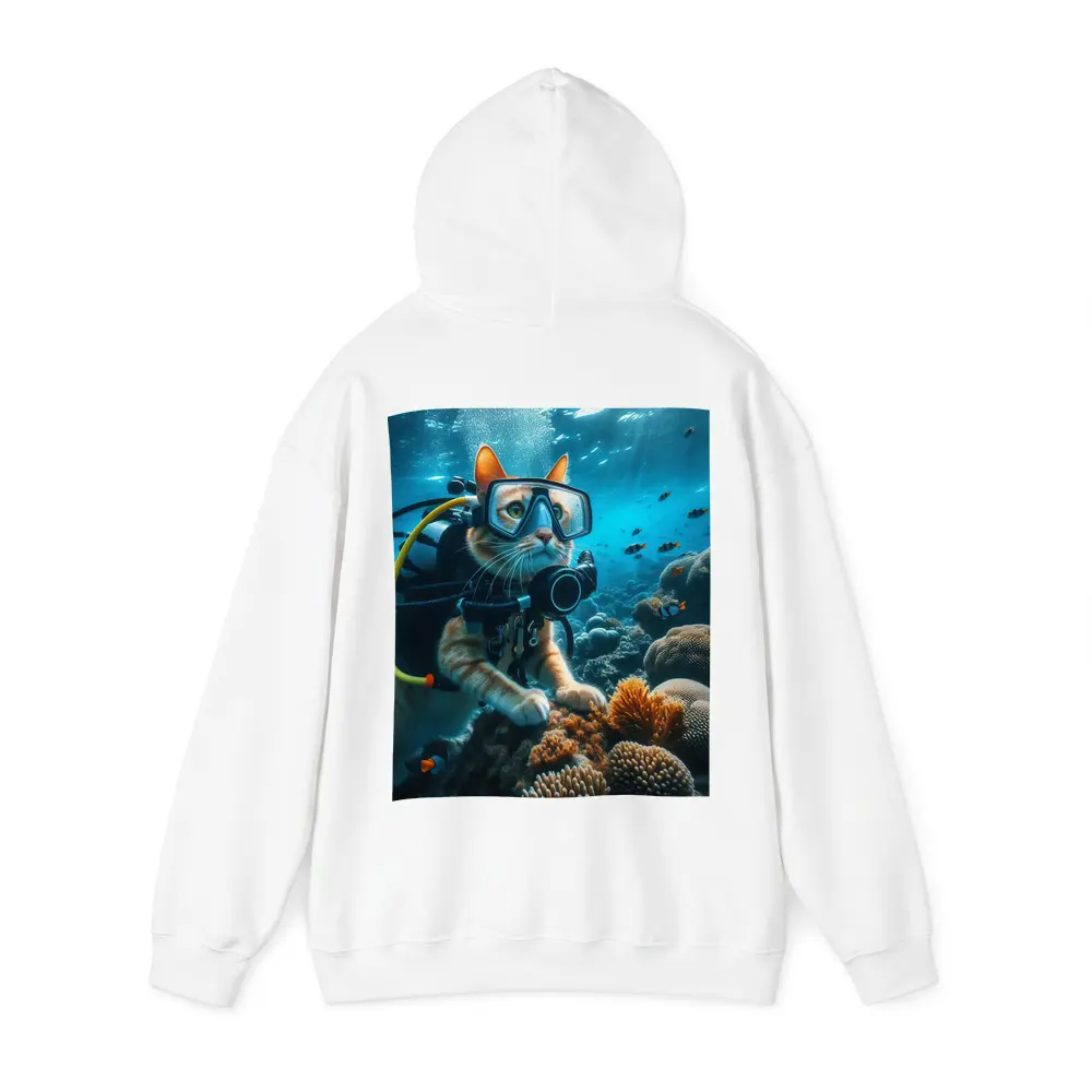 Orange Cat Scuba Diver Underwater Coral Reef – Hoodies