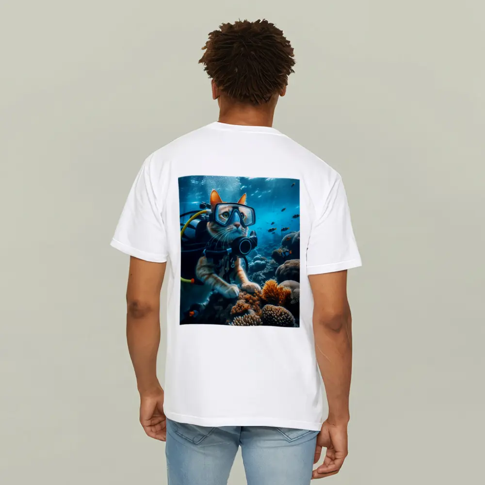 Orange Cat Scuba Diver Underwater Coral Reef – T-Shirts